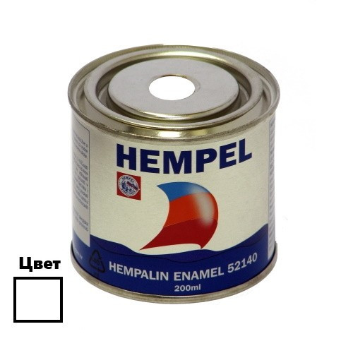 Фарба HEMPALIN ENAMEL біла 200 мл атмосферостійка алкідна емалева для зовнішніх та внутрішніх робіт
