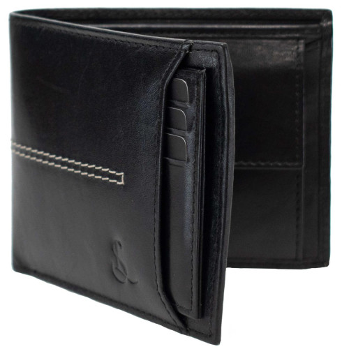 Портмоне чоловіче шкіряне Semi Line RFID Black (P8267-0) з 10 відділеннями для карток та захистом RFID