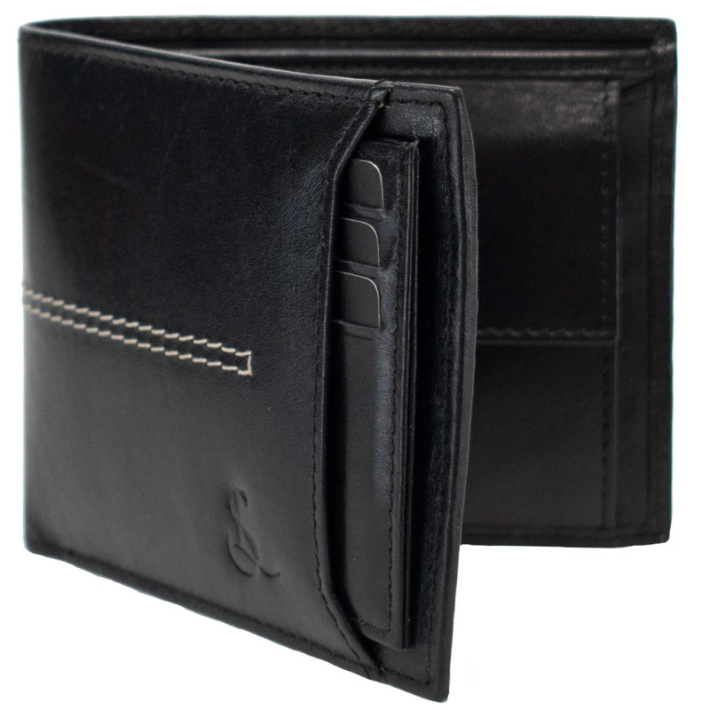 Портмоне чоловіче шкіряне Semi Line RFID Black (P8267-0) з 10 відділеннями для карток та захистом RFID