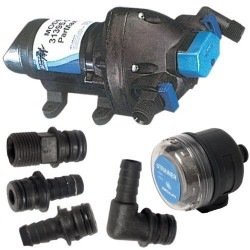 Помпа FLOJET 12 В продуктивність 11 л/хв тиск 22 PSI з фільтром і фітингами для дач і яхт Помпа FLOJET 12 В продуктивність 11 л/хв тиск 22 PSI з фільтром і фітингами для дач і яхт