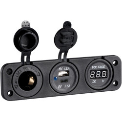 Гніздо прикурювача Osculati 2xUSB вольтметр 12/24 В чорний поліамід з захистом від вологи Гніздо прикурювача Osculati 2xUSB вольтметр 12/24 В чорний поліамід з захистом від вологи