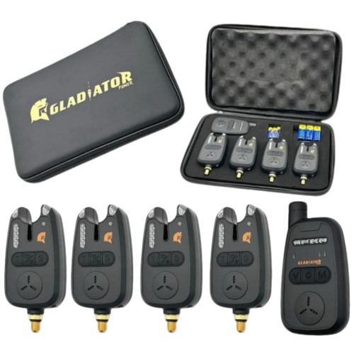 Сигналізатор риболовний Gladiator RF298 4+1 Black з пейджером до 200 м вологозахищений корпус регулювання гучності
