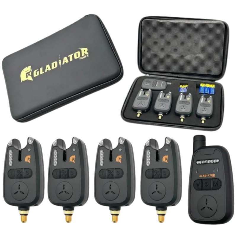 Сигналізатор риболовний Gladiator RF298 4+1 Black з пейджером до 200 м вологозахищений корпус регулювання гучності