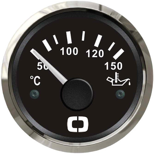 Індикатор температури олії Osculati 50-160°C врізний 57 мм чорний циферблат з підсвіткою хромований