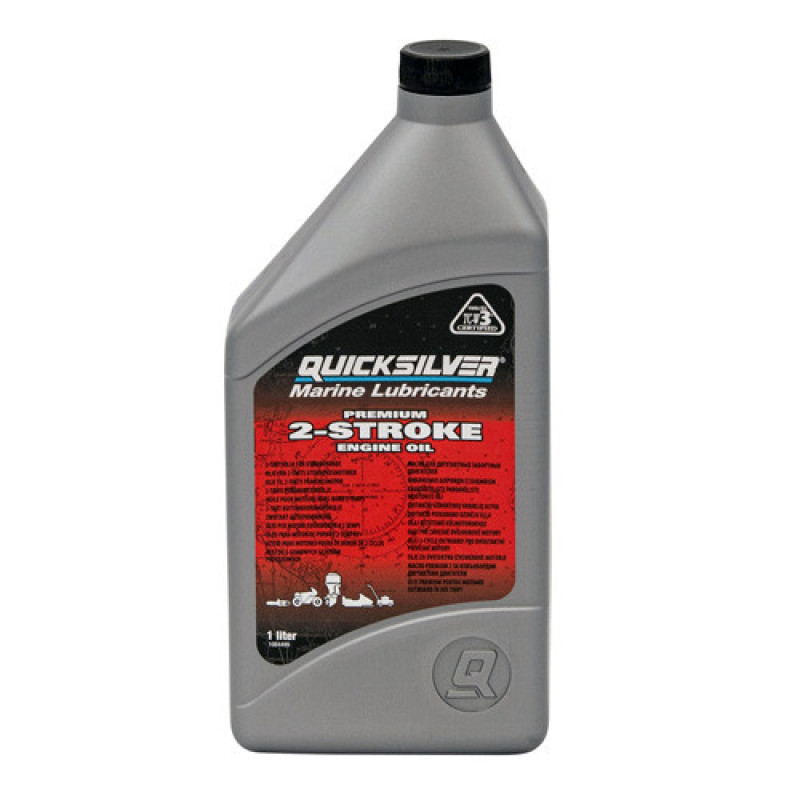 Масло моторне двотактне Quicksilver Premium TC-W3 1 літр для моторів до 115 к.с. запобігає корозії та має миючий ефект