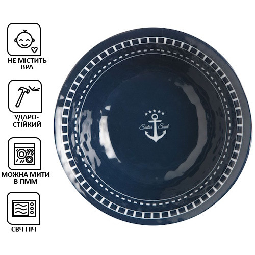 Миска Marine Business Sailor Soul 15 см набір 6 шт меламін ємність 113 грам для закусок десертів