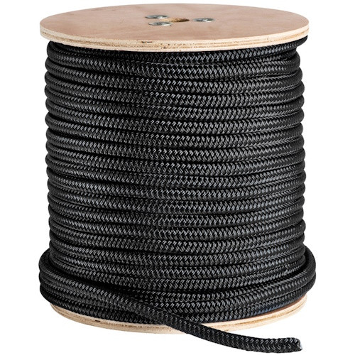 Трос подвійного плетіння Osculati 6-18 мм високоміцний чорний поліестер розривне навантаження до 4000 кг