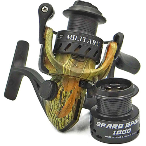 Котушка Gladiator MILITARY 3000 безінерційна 5 підшипників легкий карбопластовий корпус 2 шпулі