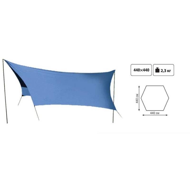 Тент Tramp Lite Tent синій 440x440 см належить до кемпінгу вага 2.3 кг водонепроникність 2000 мм