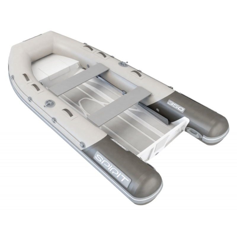 Надувна лодка Rib Spirit 350 алюмінієве дно 3.5 м вантажопідйомність до 530 кг для 4 осіб зелений/сірий
