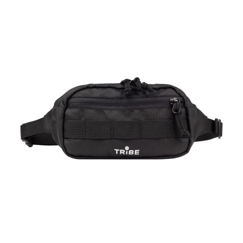 Поясна сумка Tribe 1.5 L T-ID-0001 чорна з металевою фурнітурою ергономічний дизайн для бігу та прогулянок