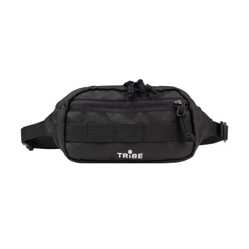 Поясна сумка Tribe 1.5 L T-ID-0001 чорна з металевою фурнітурою ергономічний дизайн для бігу та прогулянок