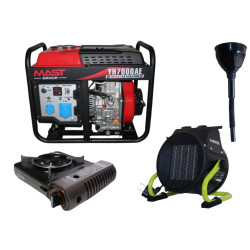 Дизельний генератор MAST GROUP YH7000AE 4.5 кВт + газова плитка Orcamp CK-505 + обігрівач Gardyer HE2000 для 20 кв.м