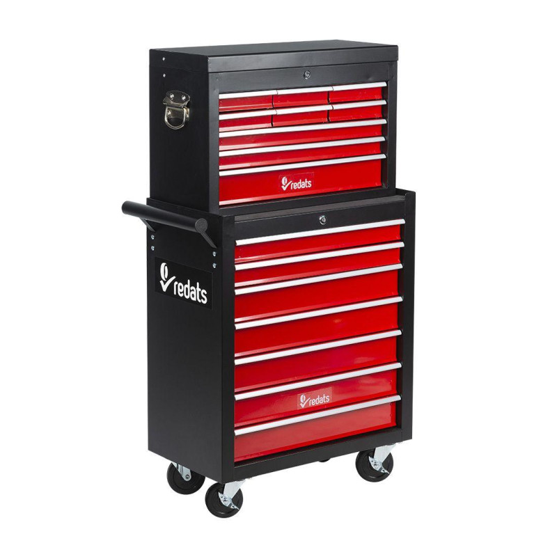 Двохрівнева візок REDATS COMPACT BLACK з 7 та 9 ящиками модульна конструкція 4 поворотних колеса з гальмами