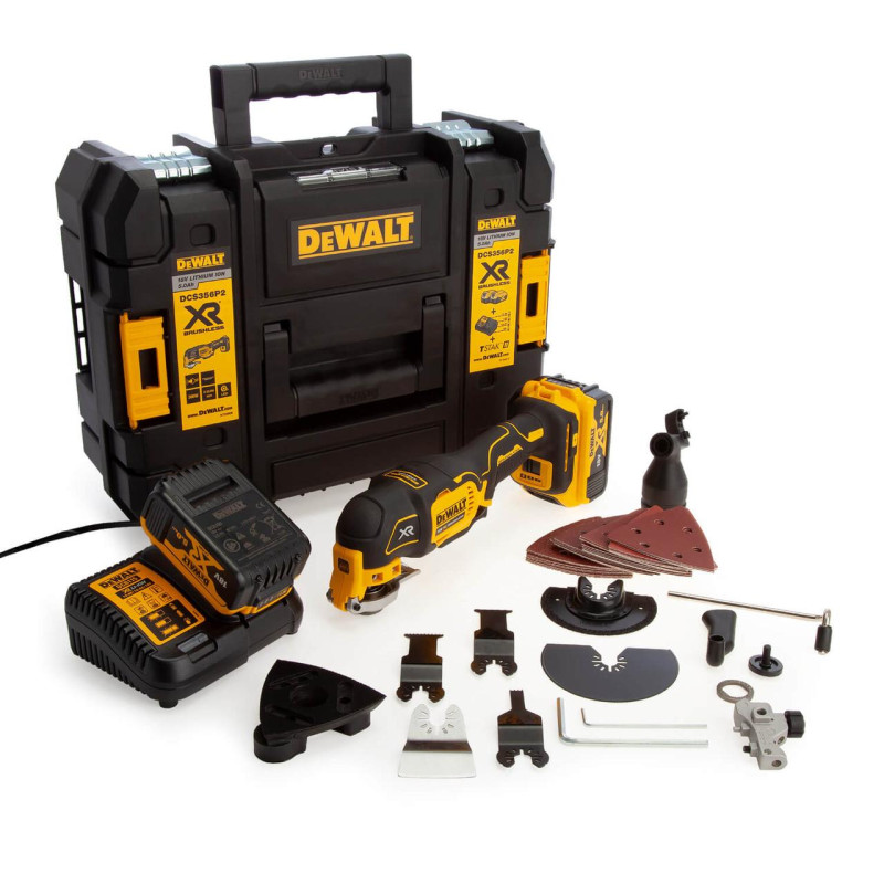 Багатофункціональний інструмент DeWALT DCS356P2 безщітковий 18V вага 1.1 кг LED підсвічування безключова зміна аксесуарів