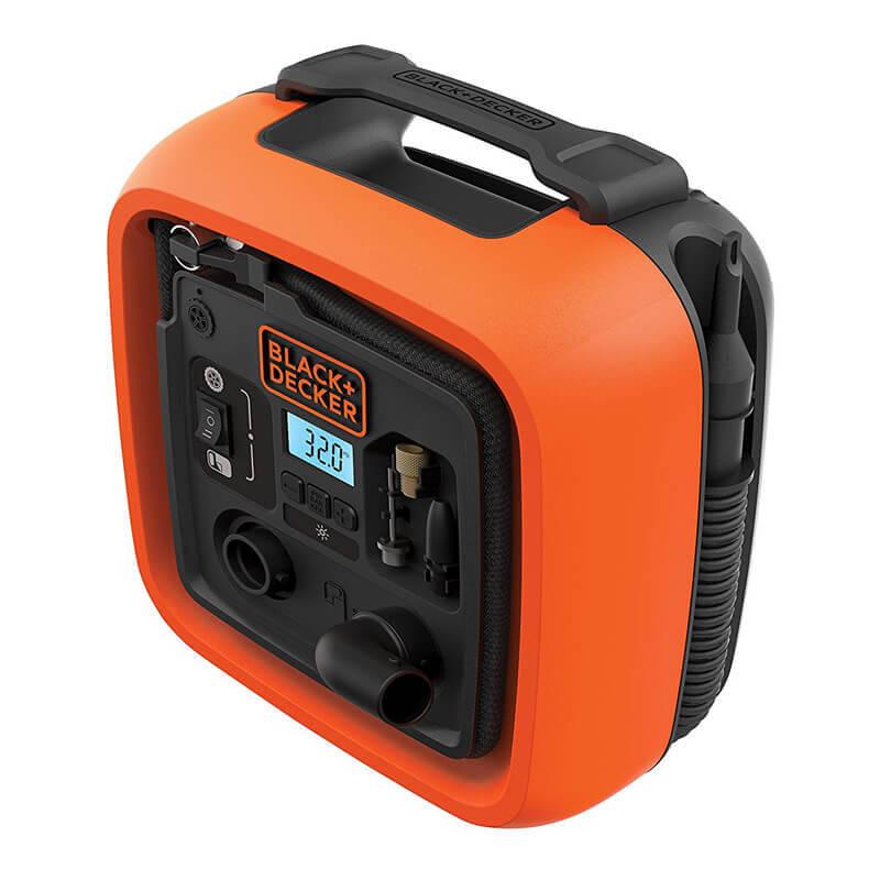 Компресор автомобільний BLACK+DECKER ASI400 максимальний тиск 11 бар довжина кабелю 2900 мм цифровий дисплей
