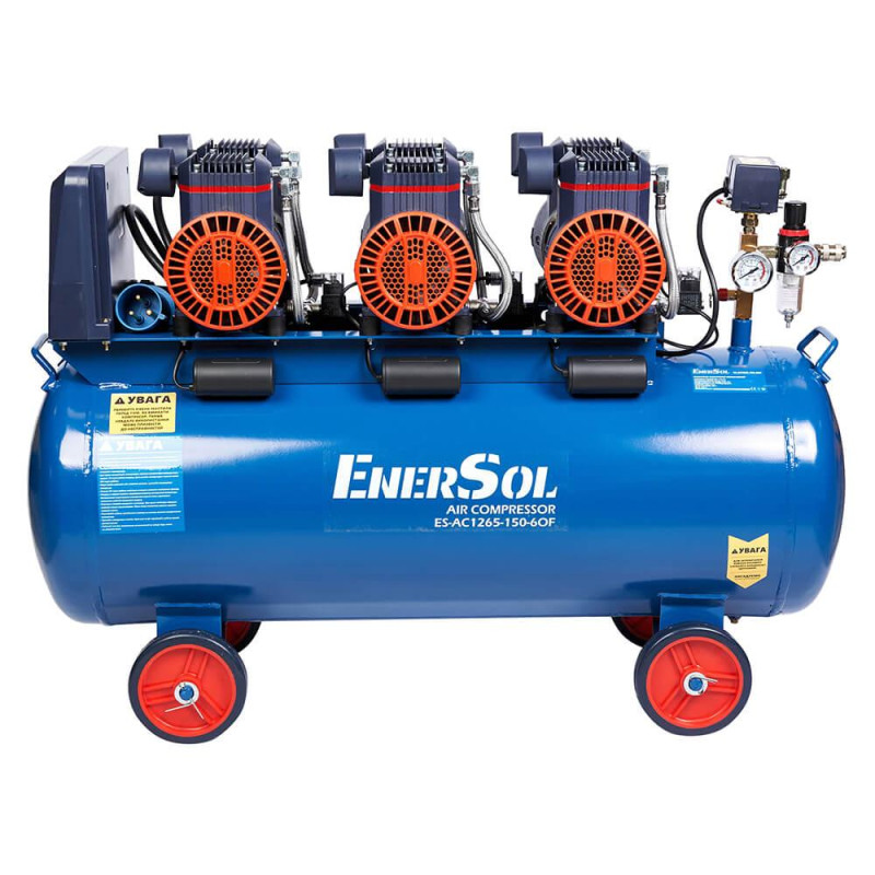 Компресор повітряний безмасляний EnerSol ES-AC1265-150-6OF потужність 5.04 кВт об'єм ресивера 150.0 л максимальний тиск 8 Бар