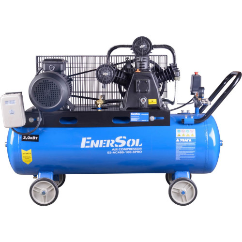 Компресор повітряний EnerSol ES-AC480-100-3PRO потужність 3.0 кВт об'єм ресивера 100 л продуктивність 480 л/хв