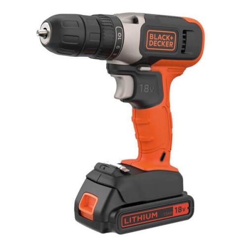 Дриль-шурупокрут BLACK+DECKER BCD001C1 18 В 1.5 Аг 37 Нм 1.2 кг літій-іонний акумулятор швидкозатискний патрон