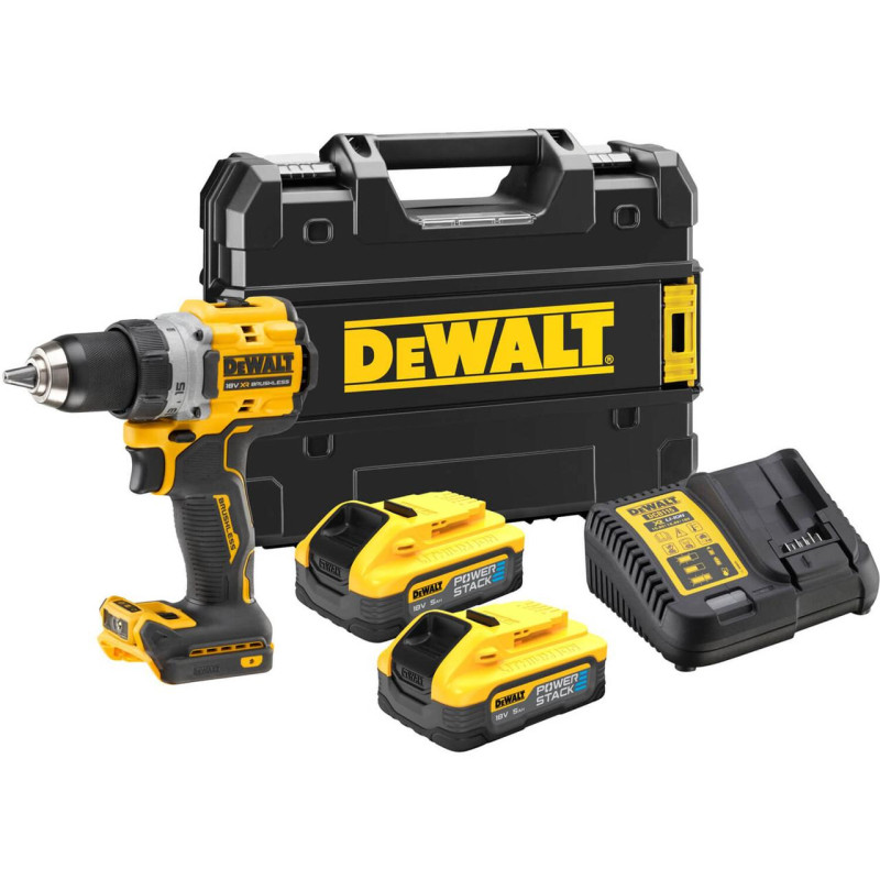 Дриль-шуруповерт DeWALT DCD800H2T 18 В безщітковий 90 Нм 1.28 кг з 2 акумуляторами 5 Аг та швидкозатискним патроном