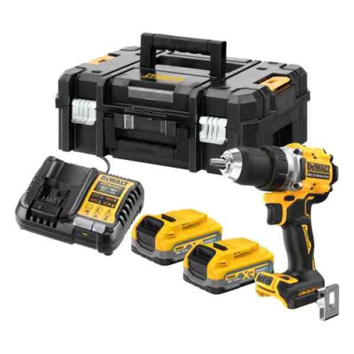 Дриль-шуруповерт DeWALT DCD800S2T акумуляторний 18 В 3.5 Аг 90 Нм безщітковий 1.28 кг з компактним дизайном