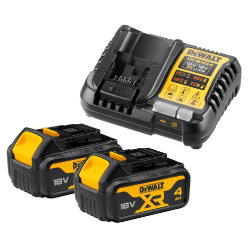 Зарядний пристрій DeWALT DCB1104M2 60 хв заряджання 4 А струм 2 акумулятори 18В XR Li-Ion вага 0.5 кг