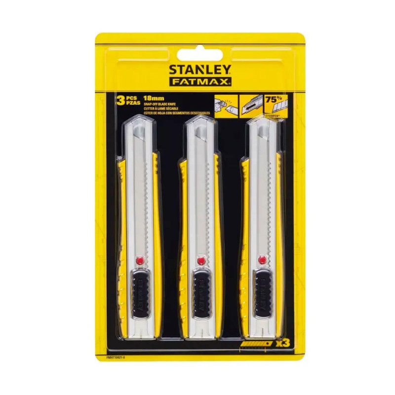 Ніж STANLEY FatMax FMHT10421-0 155 мм лезо 18 мм 3 ножа в упаковці автоблокування