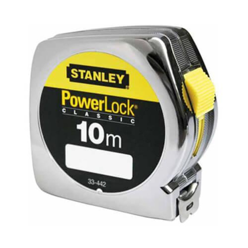 Рулетка вимірювальна STANLEY Powerlock® 10 м шириною 25 мм хромований пластиковий корпус клас точності II