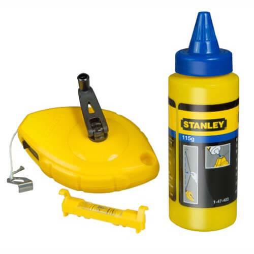 Шнур розмічальний STANLEY 0-47-443 30 м з крейдяним порошком і підвісним рівнем АБС-пластик