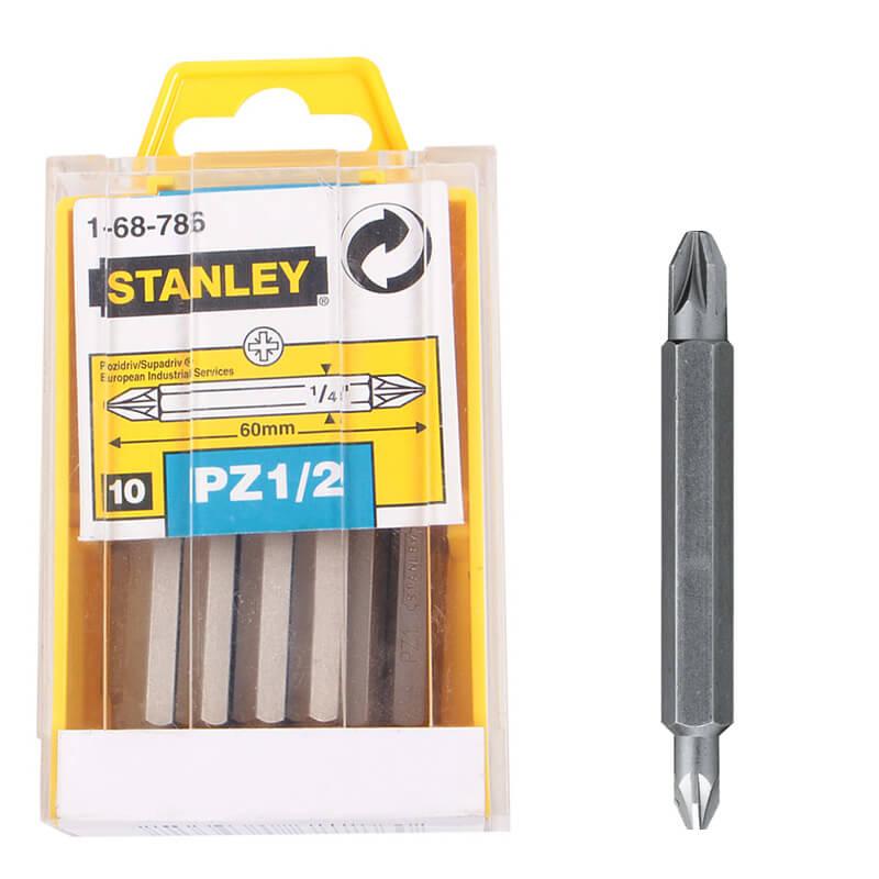Біта двостороння STANLEY 1-68-786 60 мм під шліци Pz1 та Pz2 з шестигранним хвостовиком 1/4 10 штук в упаковці