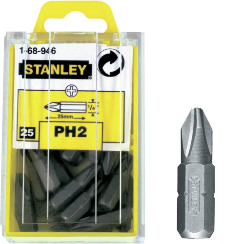 Біта STANLEY 1-68-946 1/4 під шліц Phillips Ph2 довжина 25 мм для професійного використання 25 штук в упаковці