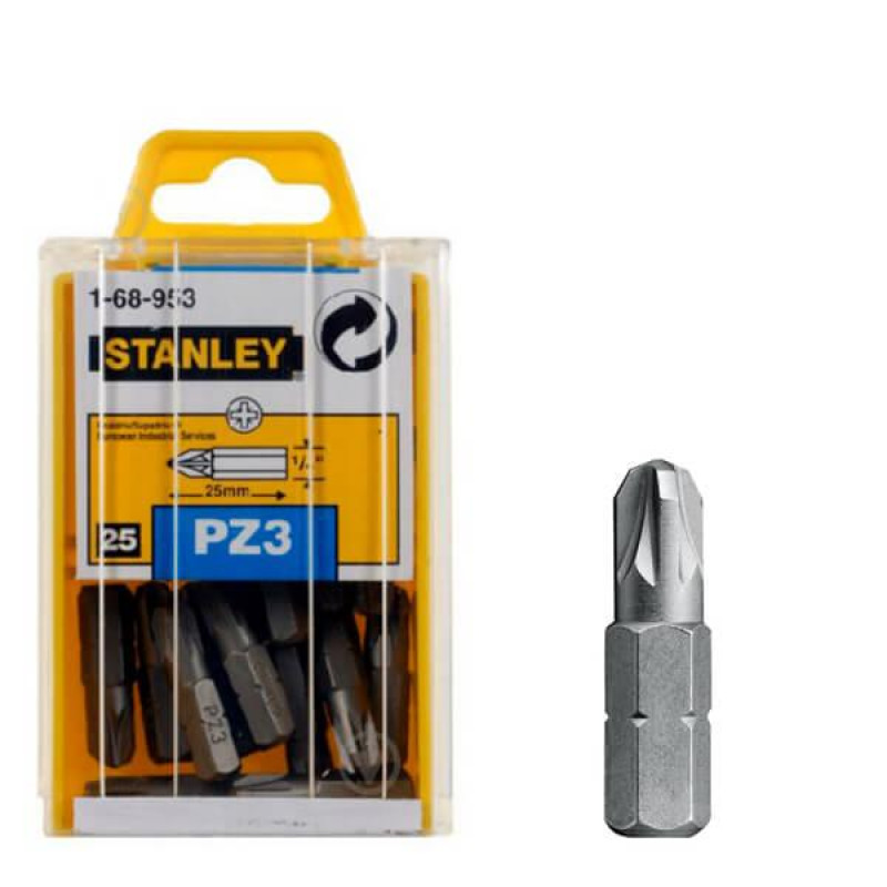 Біта STANLEY 1-68-953 Pz3 25 мм для шліца Pozidriv професійна нова стандартів ISO 1173 і DIN 3126