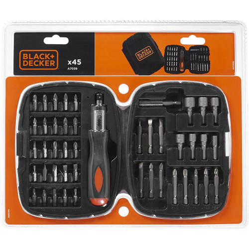 Набір біт BLACK+DECKER A7039 45 шт Phillips Pozidriv Torx Slotted довжина 25.50 мм