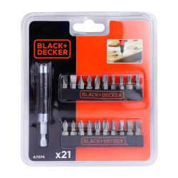 Набір біт BLACK+DECKER A7074 21 штука тип шліца Phillips Pozidriv Torx довжина 25 мм комплект з магнітним тримачем Набір біт BLACK+DECKER A7074 21 штука тип шліца Phillips Pozidriv Torx довжина 25 мм комплект з магнітним тримачем