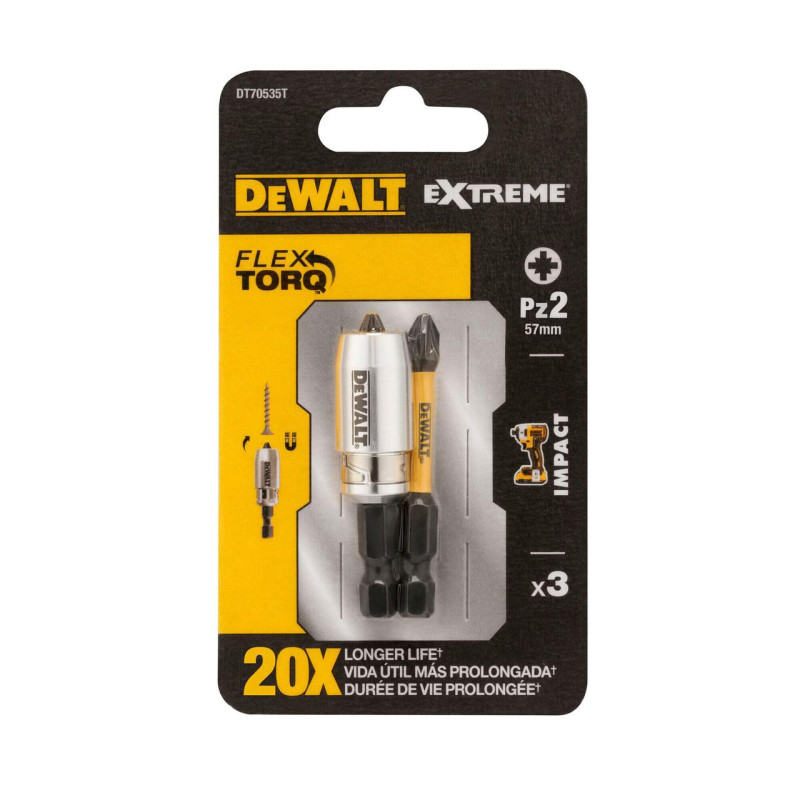 Набір біт і насадок DeWALT DT70535T Pz2 57 мм магнітний тримач 3 предмета