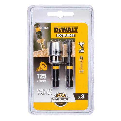 Набір біт і насадок DeWALT DT70538T Torx T25 довжина 57 мм 3 предмети з магнітним тримачем