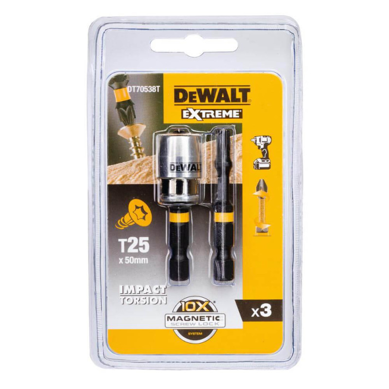 Набір біт і насадок DeWALT DT70538T Torx T25 довжина 57 мм 3 предмети з магнітним тримачем