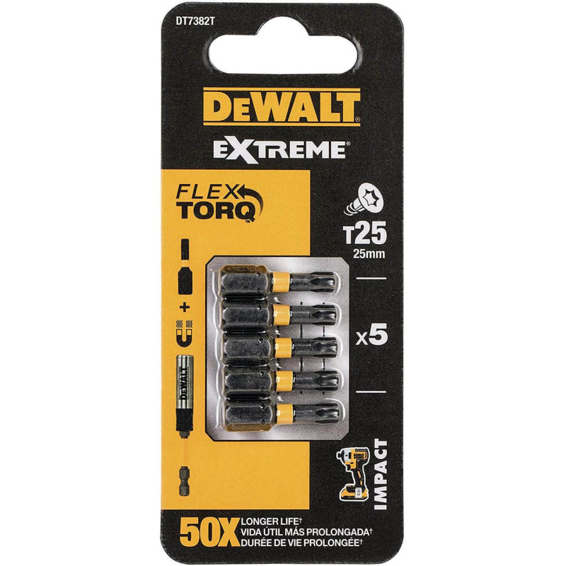 Набір біт DeWALT DT7382T Torx T25 довжина 25 мм кількість 5 шт упаковка блистер новий