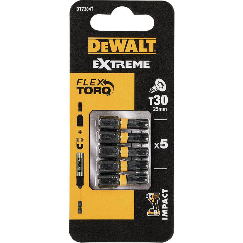 Набір біт DeWALT DT7384T Torx T30 довжина 25 мм кількість 5 штук упаковка блистер