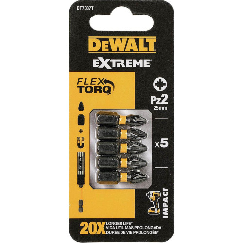 Набір біт DeWALT DT7387T Pozidriv Pz2 довжина 25 мм кількість 5 шт. для професійнців і любителів