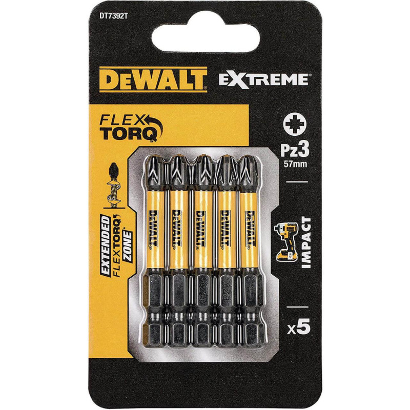 Набір біт DeWALT DT7392T Pozidriv Pz3 довжина 57 мм кількість 5 шт. блистер