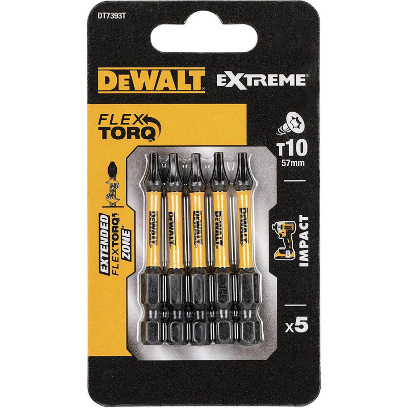 Біти DeWALT DT7393T тип Torx 57 мм 5 штук для монтажних робіт з блистерною упаковкою