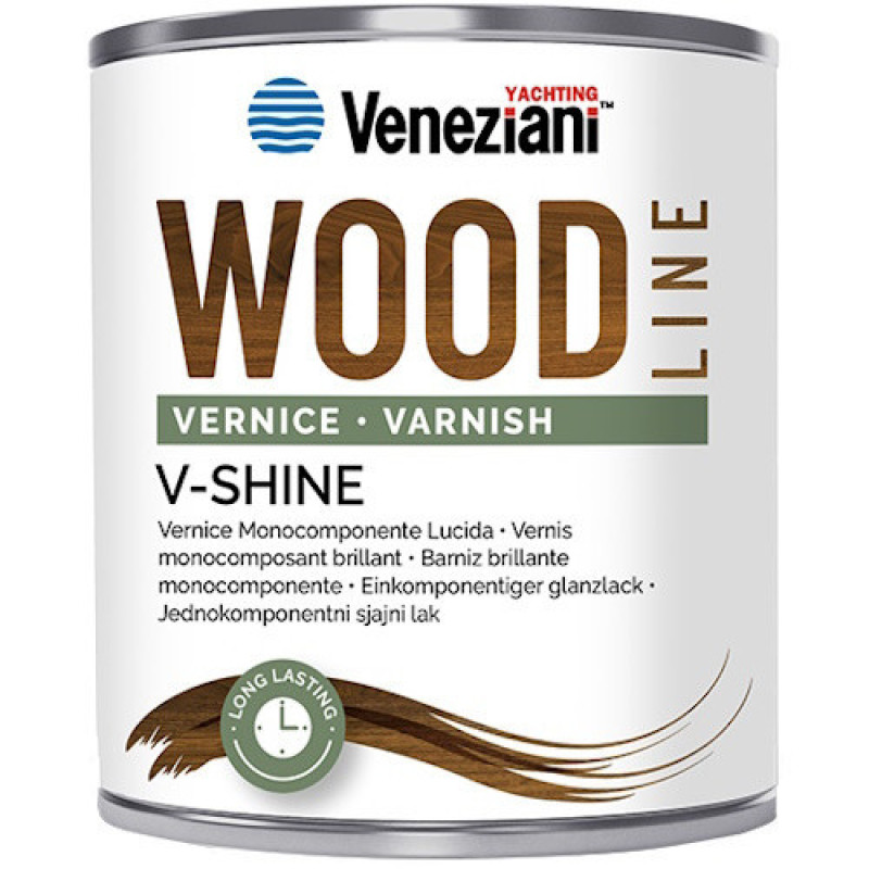 Лак однокомпонентний Veneziani Wood Line прозорий 750 мл атмосферостійкий еластичний УФ-стійкий для човнів і катерів