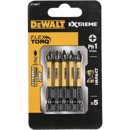 Набір біт DeWALT DT7997T Phillips 57 мм 5 шт. для електроінструментів якісний комплект для майстрів