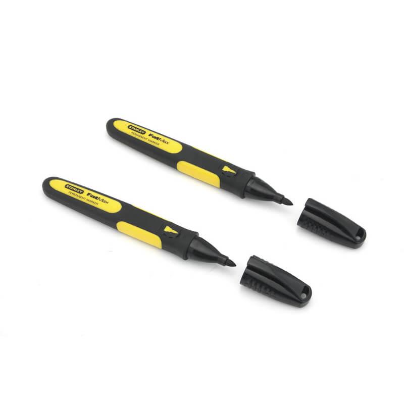 Маркер плоский STANLEY FatMax® 0-47-312 чорний з загостреним наконечником стійке чорнило 2 шт