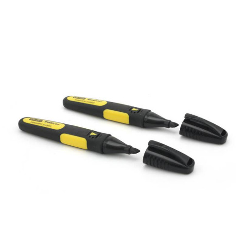 Плоскі маркери STANLEY FatMax® 0-47-314 з стійким чорнилом ергономічний дизайн 2 шт чорний