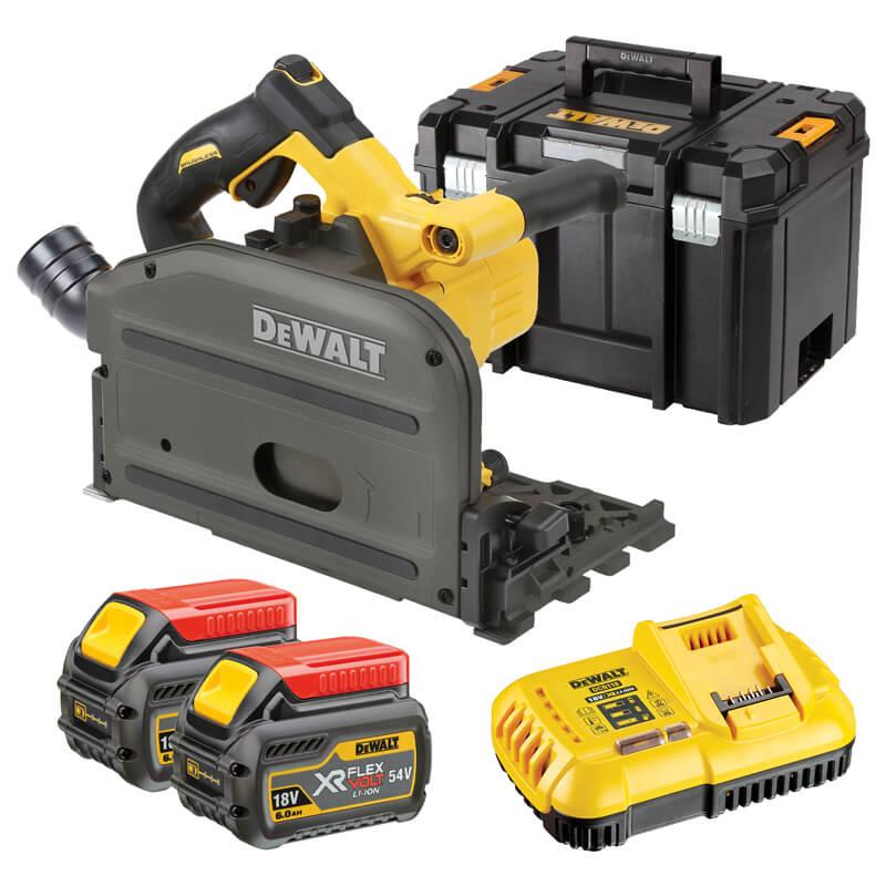 Дискова пила акумуляторна DeWALT DCS520T2 діаметр диска 165 мм ємність акумулятора 6 Аг частота обертів 4200 об/мин