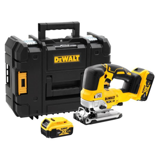 Лобзикова пила безщіткова DeWALT DCS334P2 18В Li-Ion 5 Аг 3200 ход/хв вага 2.1 кг кути 45 градусів
