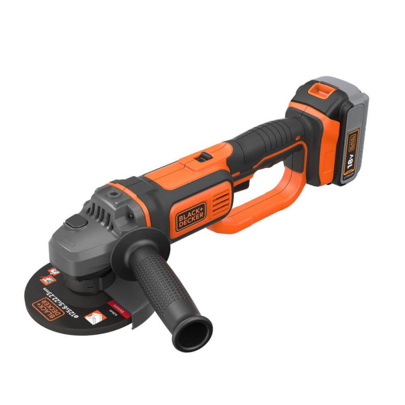 Шліфмашина кутова BLACK+DECKER BCG720M1 18 В 4 Ач 8600 об/хв 125 мм вес 2.1 кг безщітковий двигатель