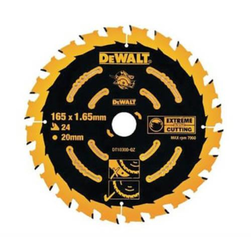 Диск пилковий DeWALT DT10300 165 мм 24 зуба ширина пропила 1.65 мм для деревини та фанери